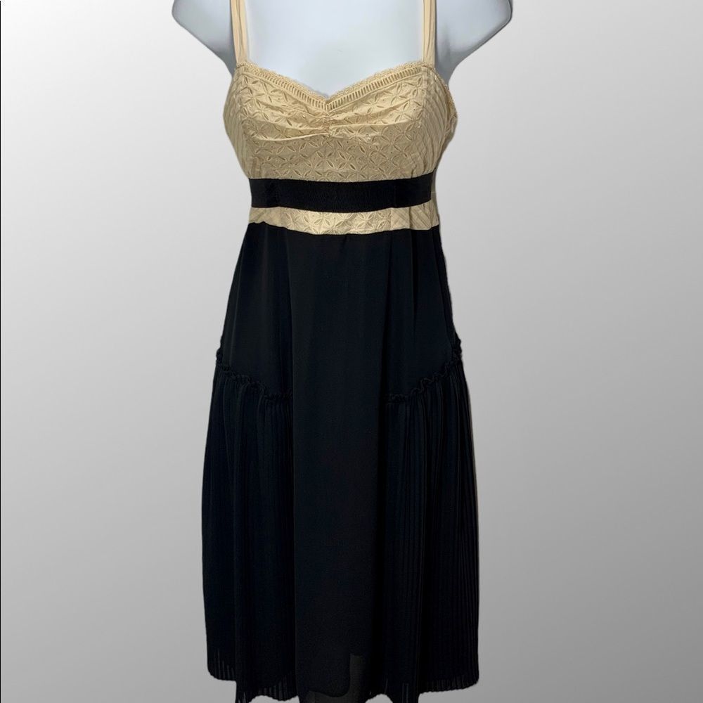 Sleeveless Black and Gold Empire Waist Dress